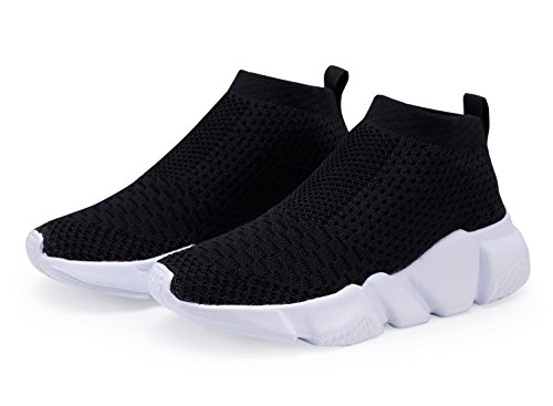 Hetios Boys Knit Slip Lightweight Athletic Running Sneakers Breathable Shoes Black (11.5 M US Little_Kid 044B-29) (11.5 Little Kid, 044-black)