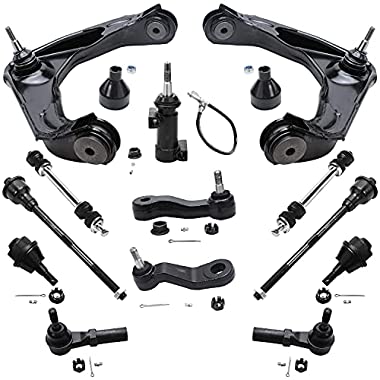 Detroit Axle - 8-Lug Front Upper Control Arms w/Ball Joints + Tie Rod End + Sway Bar Link Suspension Kit Replacement for Chevy GMC Sierra Silverado Suburban 1500 2500 HD Hummer H2-13pc Set