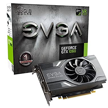 EVGA GeForce GTX 1060 3GB SC GAMING, ACX 2.0 (Single Fan), 3GB GDDR5, DX12 OSD Support (PXOC), 03G-P4-6162-KR