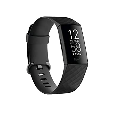 Fitbit Charge 4 Fitness and Activity Tracker with Built-in GPS, Heart Rate, Sleep & Swim Tracking, Black/Black, One Size (S &L Bands Included) (Regular)