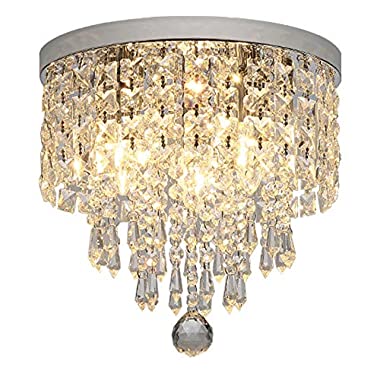 Hsyile KU300142 Modern Chandelier Crystal Ball Fixture Pendant Ceiling Lamp H9.84" X W9.84",for Living Room, Bedroom, Aisle, Corridor,3 Lights