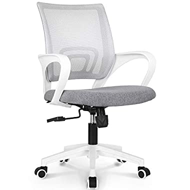 NEO CHAIR Office Chair Computer Desk Chair Gaming - Ergonomic Mid Back Cushion Lumbar Support with Wheels Comfortable Blue Mesh Racing Seat Adjustable Swivel Rolling Home Executive (Grey)