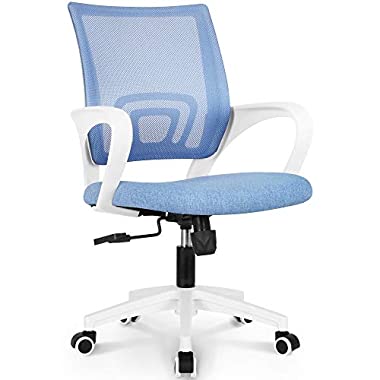 NEO CHAIR Office Chair Computer Desk Chair Gaming - Ergonomic Mid Back Cushion Lumbar Support with Wheels Comfortable Blue Mesh Racing Seat Adjustable Swivel Rolling Home Executive