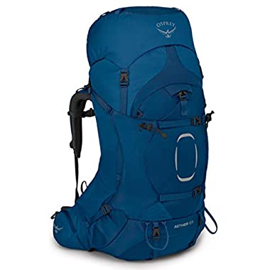 Osprey Aether 65 Men's Backpacking Backpack (Small/Medium, Deep Water Blue)