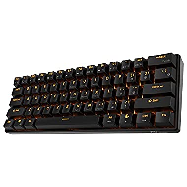 RK ROYAL KLUDGE RK61 Wireless 60% Mechanical Gaming Keyboard, Ultra-Compact Bluetooth Keyboard with Linear and Quiet Red Switch, Compatible for Multi-Device Connection, Black