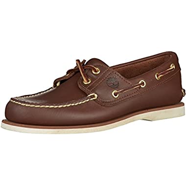 Timberland Men's Classic 2-Eye Boat Shoe Rubber Boat shoe, Dark Brown,8 W US